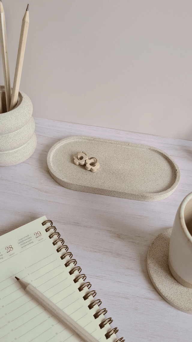 Vide-poche allongé – Beige sable